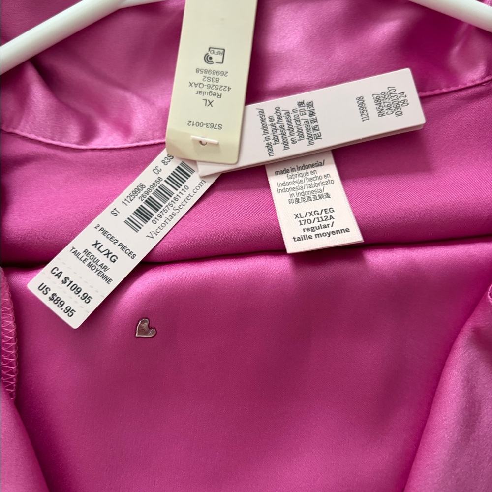 Victoria's Secret Fuchsia Satin Pajama Pant Set - Picture 3 of 5